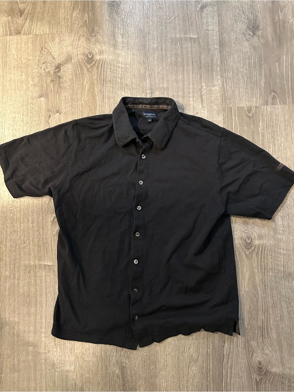 Burberry Golf Made in Italy Black Short-Sleeve Button-Down Shirt